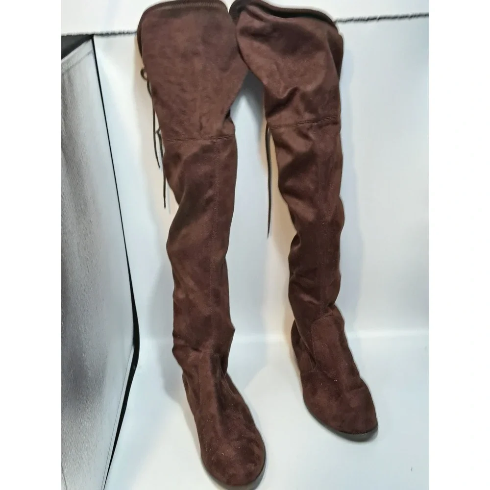 Charles by Charles David Gammon Brown Faux Suede Over The Knee Boots Womens 7.5M